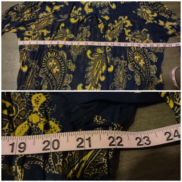 Lane Bryant Paisley 3/4 Sleeve Chiffon Blue Blouse Size 22/24 - Picture 6 of 14